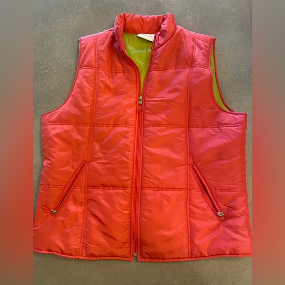 Liz Claiborne Jackets & Blazers - Liz Claiborne Redish and Lime Quilted Vest